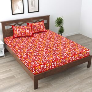 Rajasthani Traditionally Printed Cotton Doublebed Bedsheet With Pack of 2 Pillow Covers